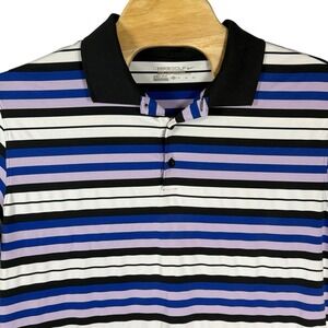 Nike Golf Tour Performance Dri Fit Men XL Striped Blue/Wht/Violent Polo Shirt